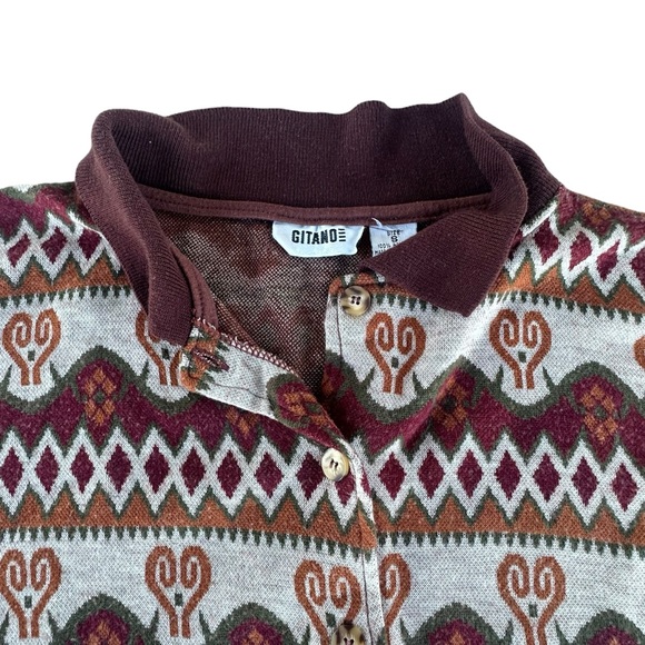 Vintage 1990s Gitano Womens Printed Sweater Cardigan Oversized Small - Picture 8 of 9